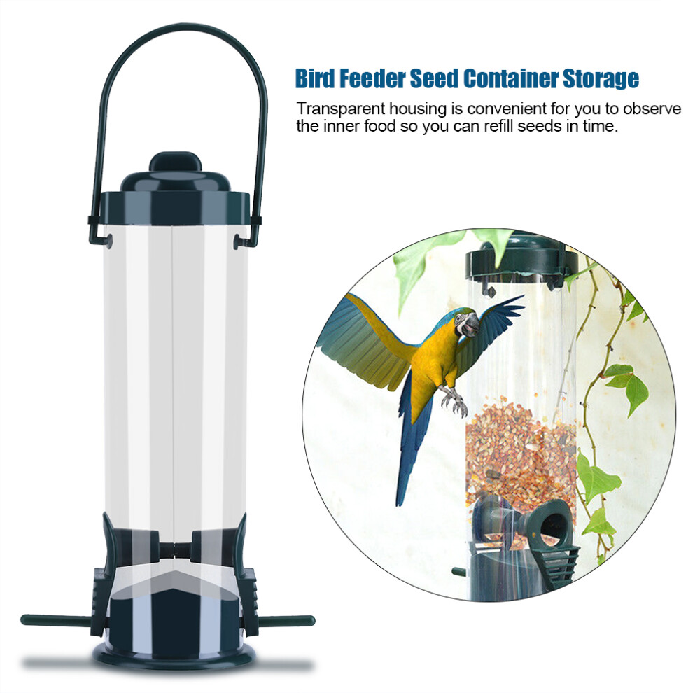 Squirrel Proof Bird Feeder Outdoor Hanging Chew Proof Metal Construction Weather Resistant Bird Feeders With Multiple Feeding Ports Transparent