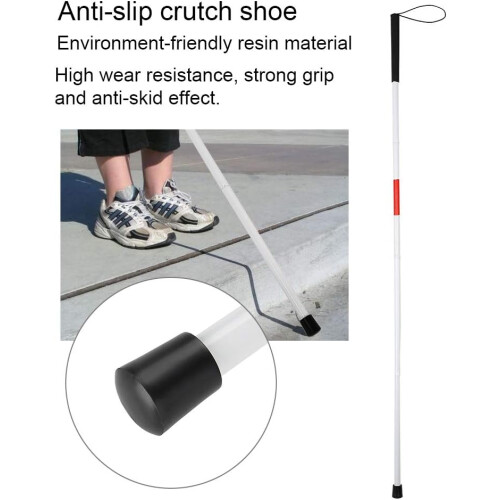 Blind Cane with Reflective Safety, Folding Walking Stick for Visually Impaired, Ergonomic Grip 1