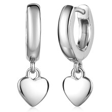 Children's Earrings Silver 925 Girls Hoop Earrings with Heart Hanging