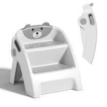 2Step Foldable Kids Step Stool, Toddler Step Ladder for Bathroom, Bedroom Kitchen, AntiSlip AntiTip Design, Gray (6 Months)