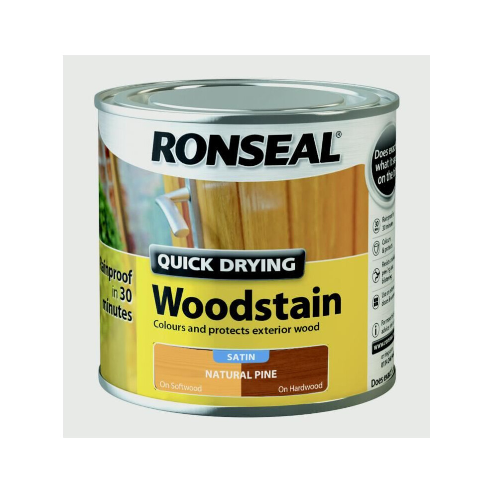 Ronseal 37535 Woodstain Quick Dry Satin Natural Pine 250ml