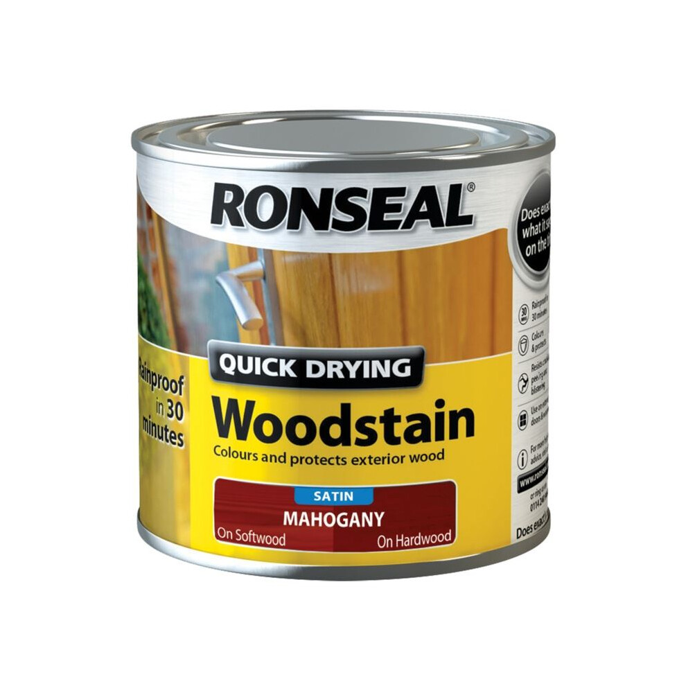 Ronseal QDWSM250 250ml Woodstain Quick Dry Satin - Mahogany
