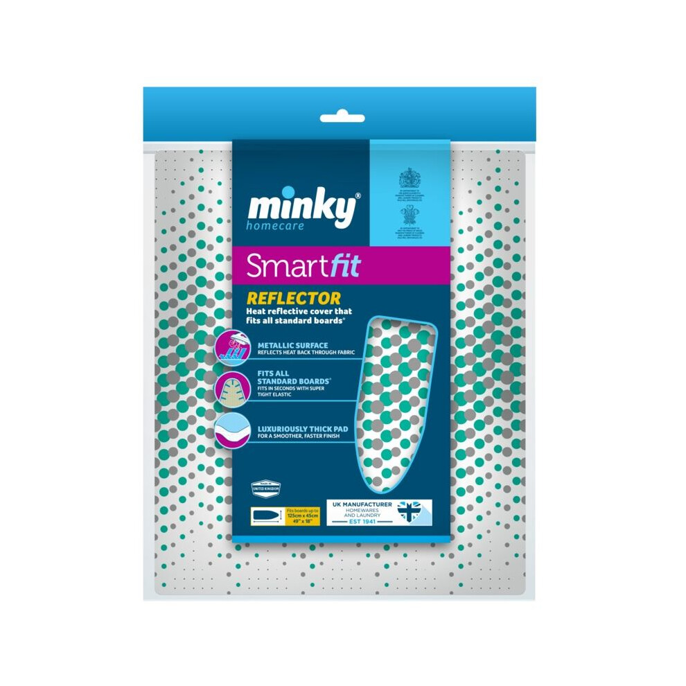 Minky Smartfit Reflector Ironing Board Cover, fits boards up to 125cm x 45cm,Color may vary
