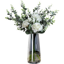 Elegant Crystal Amber Clear Glass Vases, Ins Modern Boho Style Multiple Uses Flower Vase for Fresh Silk Or Dried Bouquets