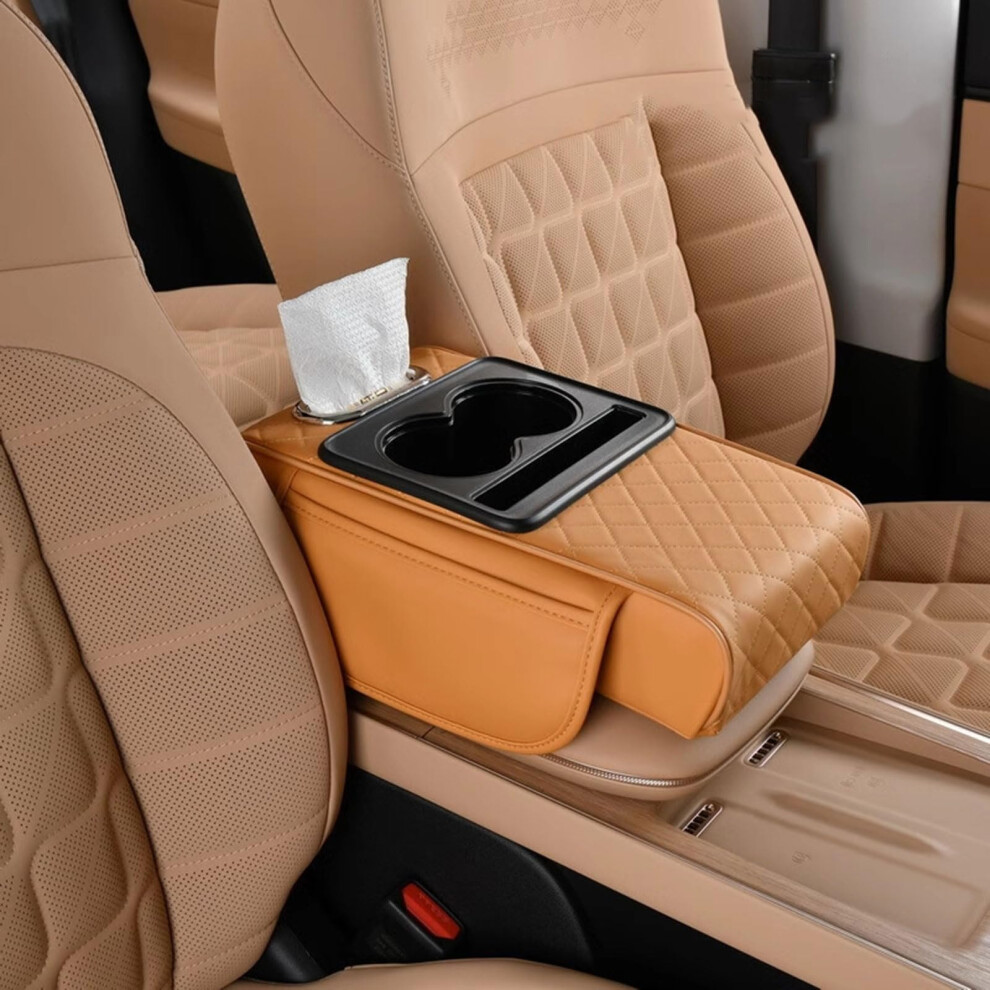 Car Armrest Cushion For Nissan Juke 2024, Leather Center Console Pad With Storage And Tissue Box 9365049050661
