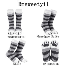 Lodrete sokker for kvinner, koselige myke, fluffy søte dyresokker med katteklo-design, varme sovesokker for vinterhjemmebruk, varme og myke