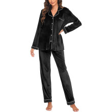 Warmer Fleece-Pyjama für Damen, weiches und bequemes Pyjama-Set mit Wendefunktion aus reiner Baumwolle, lockere Loungewear aus hautfreundlichem,