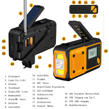 Notfallvorsorge-Zentrale, Solarladegerät für Outdoor-Abenteuer, NOAA-Notfallradio mit AM/FM/SW-Frequenzbändern und wiederaufladbarem Lithium-Akku