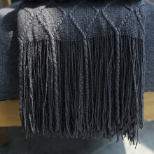 Decorative Knitted Throw Blanket, Cozy Tassel Blanket with Neat Stitches Reinforce Seams, Elegant Taste in Decoration for Indoor Outdoor Use,