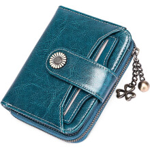 Compact Size Women's Wallet, Exquisite Gift Choice Genuine Leather Bifold with RFID Blocking for Travel Shopping