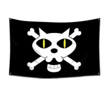 (60 x 90 cm, 5722-17) One Piece Pirate Skull Flag Home Bedroom Wall Decor Banner Painting Luffy Straw Hat Pirates Flag Toy Stapestries Wall Stickers