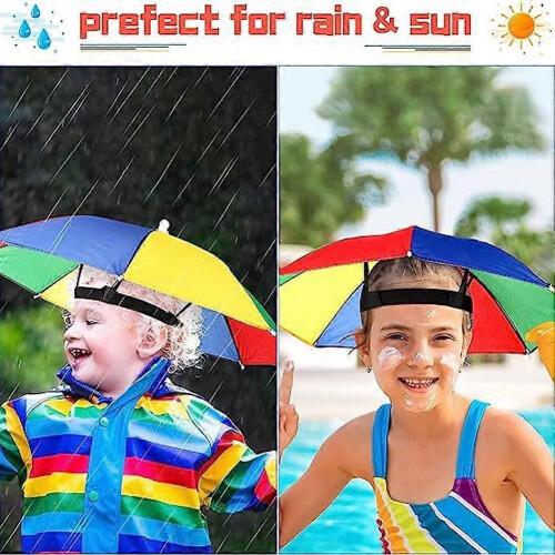 (1pcs,A)Kids Umbrella Hat with UV Protection Foldable Rain Sun Shield for Outdoor Adventures Adjustable Strap