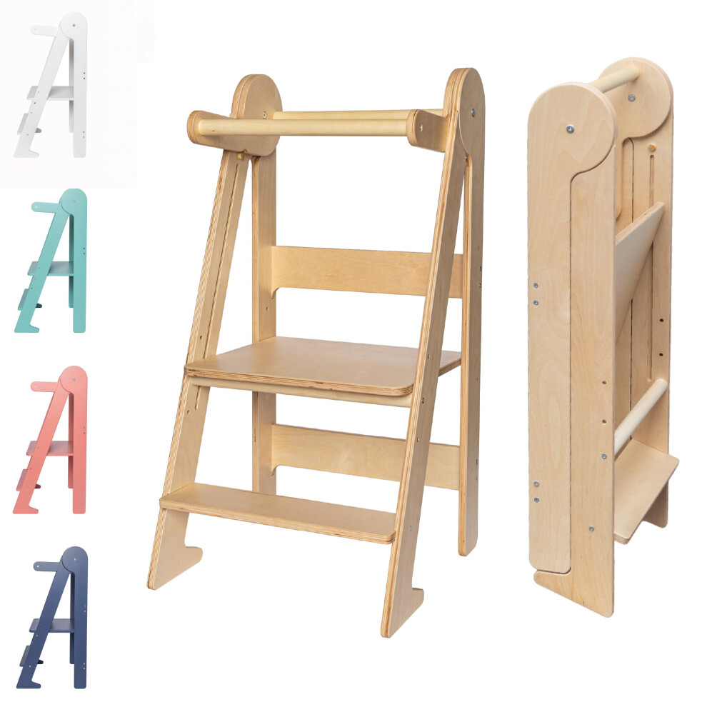 TOYBOX Montessori Toddler Tower  Foldable Wooden Step Stool  Kitchen Helper
