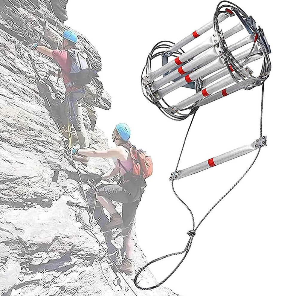 Fire Escape Ladder With Carabiners, 300Kg Load, Fire Retardant, Tangle, Nonslip Steps 9189345131714