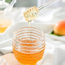 Bee Shaped Transparent Honey Jar with Lid and Stirrer, Food Grade Honey Pot for Kitchen