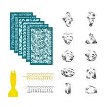 Screen printing stencils include 24 clay earring cutters and 30 earring hooks for printing on clay, fabric, paper, clay, and earrings.