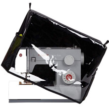 Sewing Machine Cover, Visible Protective Cover with 2 Handles and Mesh Pockets, for Brother Singer Janome, Oxford Black, 43 x 33 cm, black, Hat