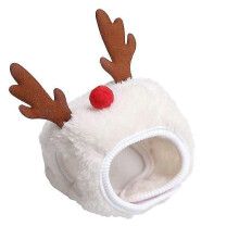 (White Hat Antlers) Pet Dog Christmas Saliva Towel Hat Cartoon Pet Christmas Hat Universal Pet Hat Bib Colorful Pet Party Decorative Hat