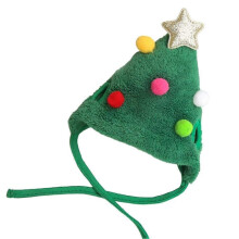 (Green Hat Multied Balls) Pet Dog Christmas Saliva Towel Hat Cartoon Pet Christmas Hat Universal Pet Hat Bib Colorful Pet Party Decorative Hat