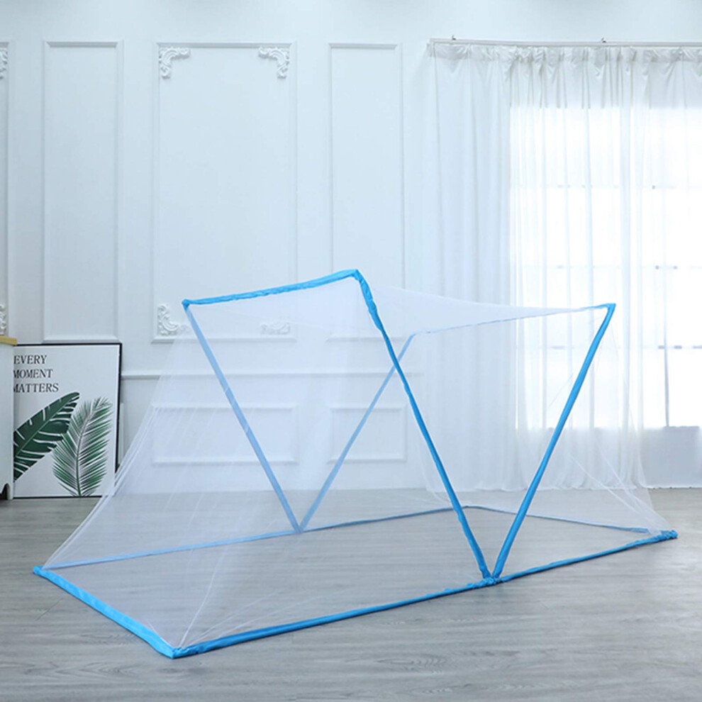 Mosquito Net Indoor Bed Portable Foldable Tent For Newborns And Adults, 190 X 130 X 80Cm, Easy Setup Blue