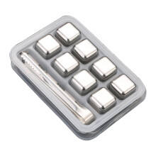 Stainless Steel Reusable Stone Chilling for Wine and Water, 8 Pieces With Clip