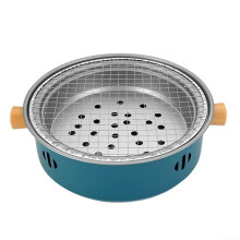 Portable Charcoal Grill for Camping and BBQ, Compact Outdoor Design with Easy Clean Parts (Blue)