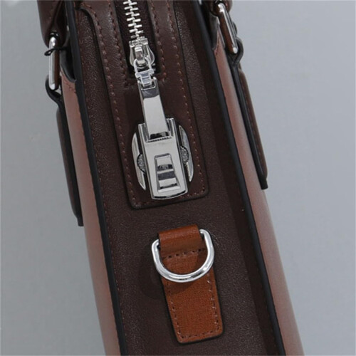 Men's Leather AntiTheft Briefcase With Password Lock, Cowhide, Multifunctional Business Bag, Light Grey 2