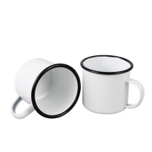 Enamel Mugs 17 Oz Camping Mugs Set of 2 for Coffee and Tea Outdoor Use White