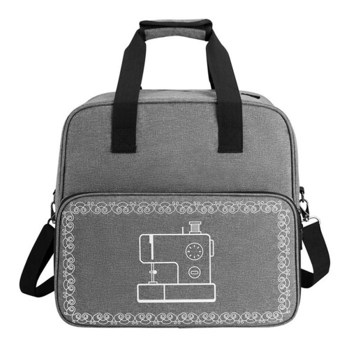 Overlock Small Sewing Machine Tote Bag with Shoulder Strap and Sturdy Handle Dual Purpose Storage, light grey, Unit size