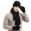(grey) Winter Warm Men's Wool Beanie Hat Scarf Gloves Set 4