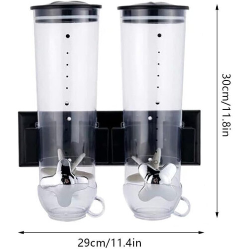 Cereal Dispenser, 3L Double Candy Dispenser, Pack of 2, Black 2