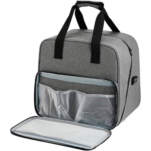 Overlock Small Sewing Machine Tote Bag with Shoulder Strap and Sturdy Handle Dual Purpose Storage, light grey, Unit size 1