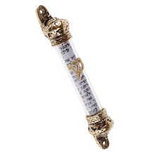 Holylandmarket Judaica Gold Plated Mezuzah With Scroll 5 Inches
