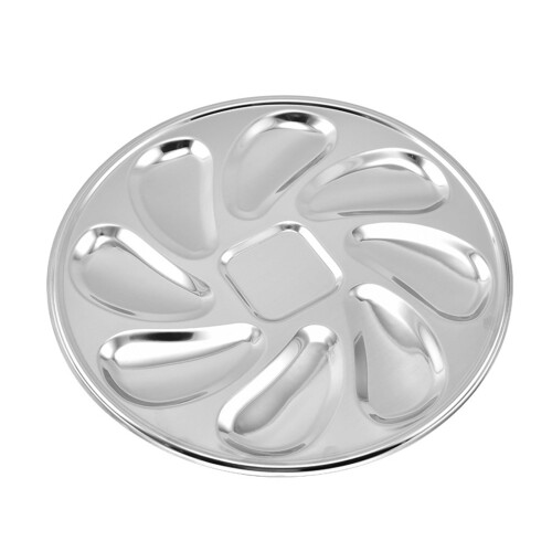 Functional Serving Dish Stainless Steel Oyster Plate Round Shellfish Seafood Serving Tray Various Shellfish