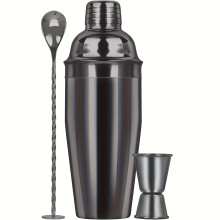 (Black) Professionelles 24-Unzen-Cocktail-Shaker-Set aus 18/8-Edelstahl mit Margarita-Mixer, Messbecher und Rührlöffel –