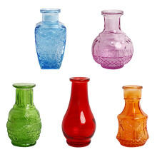 Clear Decorative Vases, Multipurpose Small Vases for Centerpiece, Wedding Table Decor, Vintage Glass Bud Vase, Set of 5