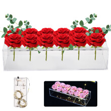 Modern Decorative Vase, Clear Floral Centerpiece for Dining Table Decor, 30cm Transparent Acrylic Rectangular Vase with Smooth Edges for Safe Handling