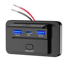 Double chargeur de voiture QC3.0 USB et PD3.0 Type C-Bleu
