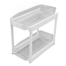 Space Saving Pull Out Cabinet Organizer Two Tier Under Sink Storage Unit With Handles And Stable Support Frame Easy Setup No Drilling Necessary Suitab
