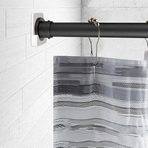 2er-Pack Duschvorhangstangenhalter mit Halterung für unebene und glatte Wände, weißes oder schwarzes ABS-Material,