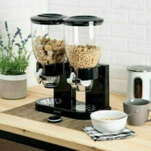 Cereal Dispenser/Cereal Dispenser/Cornflakes Dispenser/Double Dispenser for Muesli, Cornflakes and Cereals Black