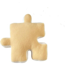 (Yellow) Jigsaw-Plüschkissen, 55 x 55 cm, unregelmäßig geformtes Kuschelkissen, weicher, gefüllter Überwurf für