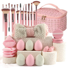 (Pink Color, 40 piece set) Rosa Make-up-Set, das Set enthält einen weichen Pinsel in verschiedenen Größen, verschiedene Make-up-Eier und eine
