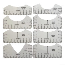 8piece Vneck Tshirt alignment tool made of PVC for precise cutting of necklines (transparent) clear