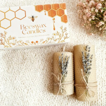 2-teiliges Bienenwachskerzen-Set, Lavendel-Duftsäulen-Bienenwachskerzen, Kerzengeschenke, Partykerzen, Zeremonienkerzen