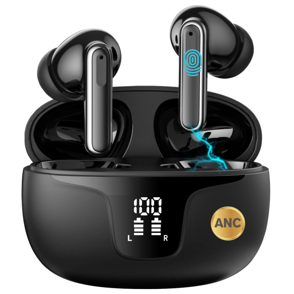 Wireless Earbuds Bluetooth 5.3, 4 Noise Cancelling Mics, Anc Enc, Hifi Stereo, Led Power Display, 40H Playtime, Uk Black 9412369311795
