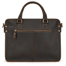 Leather Briefcase For 15/16 Inch Laptop, Vintage Handmade Mens Business Bag, Timeless Dark Brown
