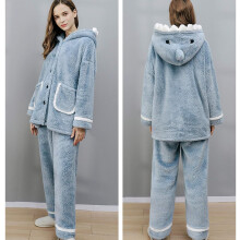 Conjunto de pijama felpudo feminino, conjunto de moletom macio com capuz e mangas compridas, com bolsos, roupa de dormir aconchegante para o inverno.