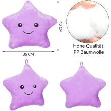 Almofada Estrela Cintilante, Almofada Decorativa com Luz que Muda de Cor, Brinquedo de Pelúcia Fofo para uma Noite Segura e Segura