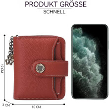 Wallet For Women, Genuine Leather Small Rfid Blocking, Bifold Zipper Pocket Card Holder With Id Window, Elegant Design, Compact Size, Anti-Digital